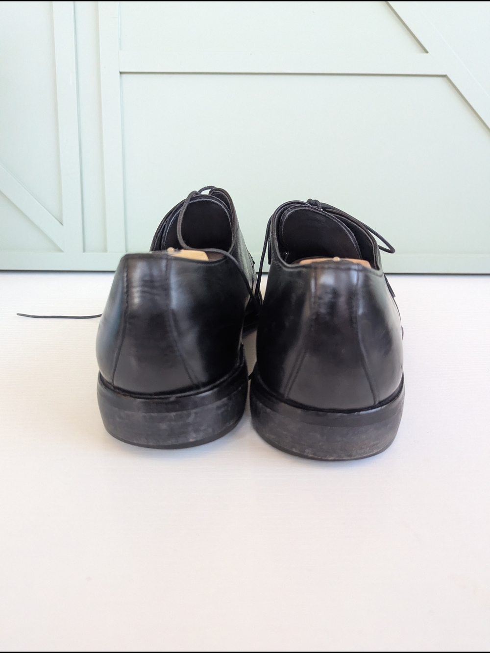Black Textured Leather Derby Oxfords - Picture 5 of 10